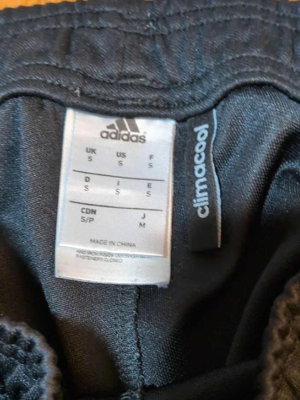 Adidas men's Black Jogger Pants with White Stripes S